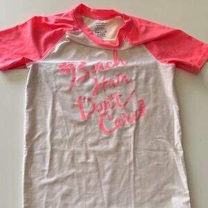 Cat & Jack Pink and White Kids Swim Rashguard
